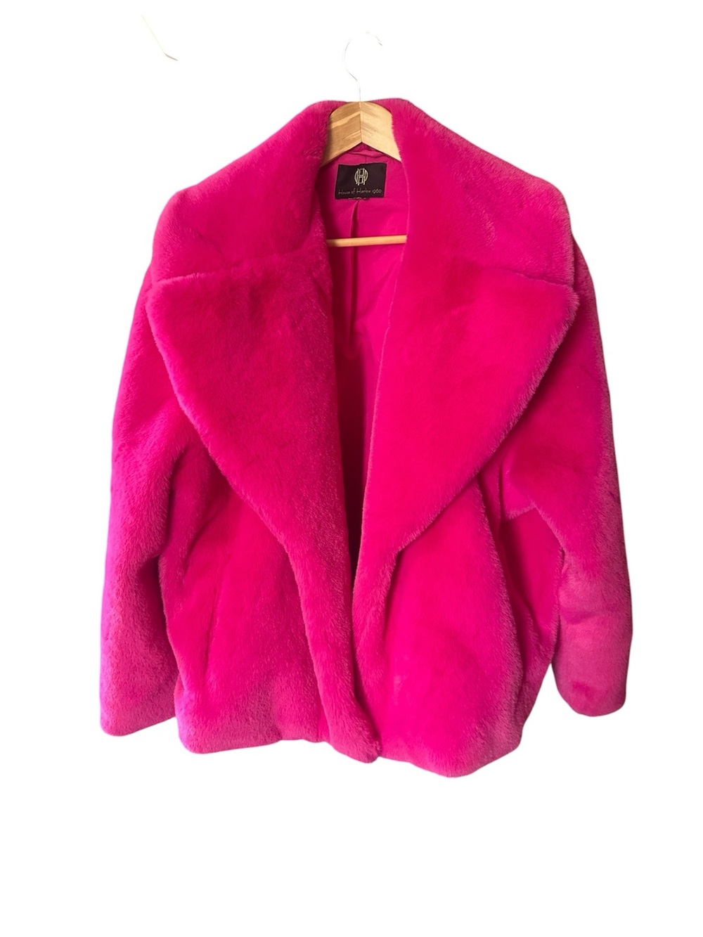 House of Harlow 1960 Fuchsia Faux Fur Coat Jacket Size M - Picture 4 of 11